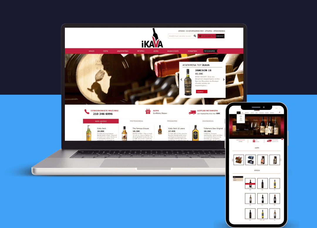 image of laptop and smartphone device displaying the home page of iKAVA